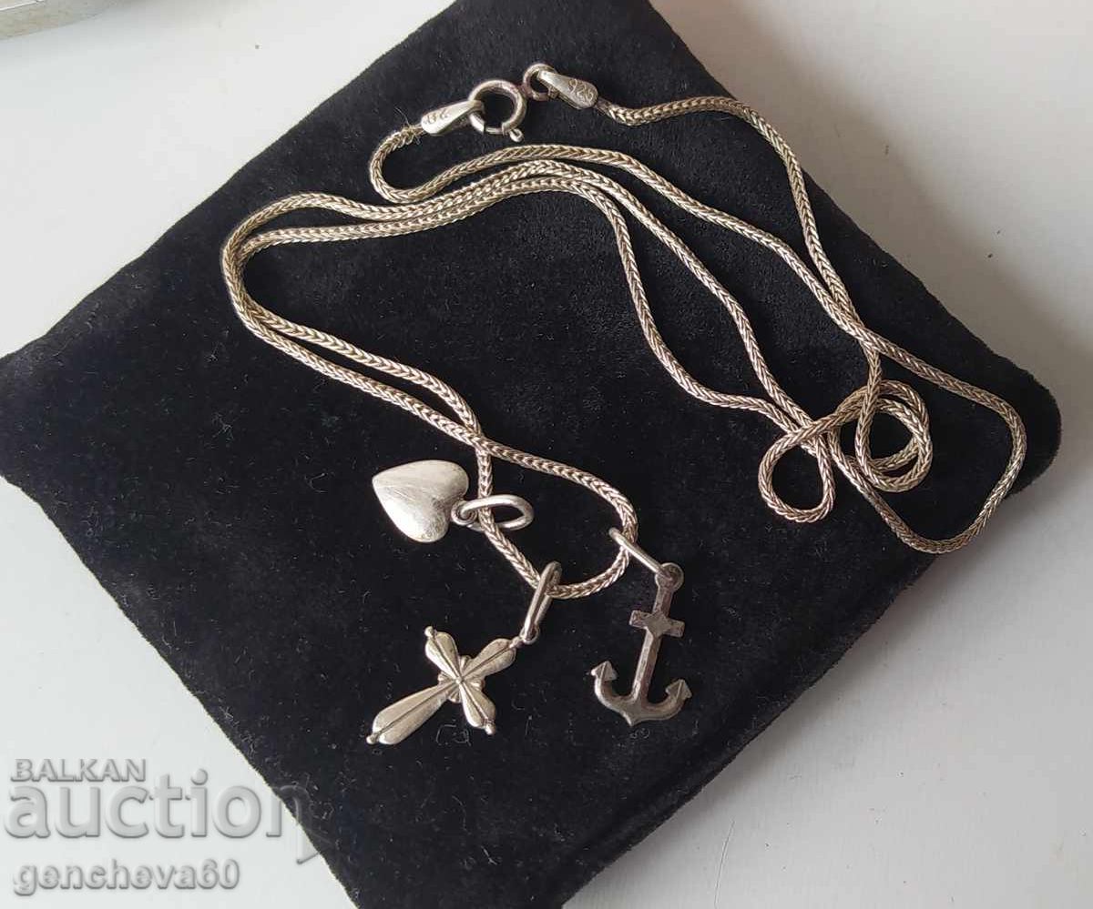 Παράδοση Ασημένιο κολιέ αντίκα Πίστη, Ελπίδα, Αγάπη