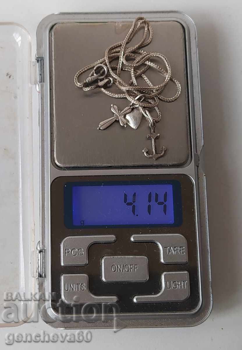 Ασημένιο κολιέ αντίκα Πίστη, Ελπίδα, Αγάπη - 5