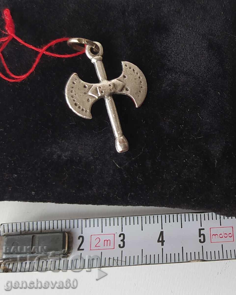 Licitație Pandantiv amulet vintage - topor argintiu stil Viking