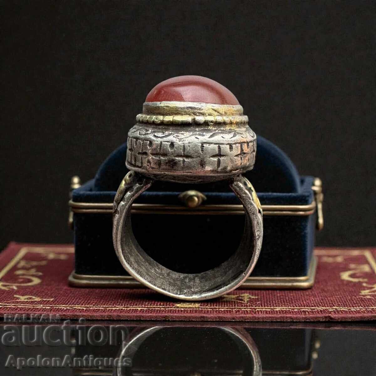 Inel Argint Vechi Mare cu Carneol - BRTS