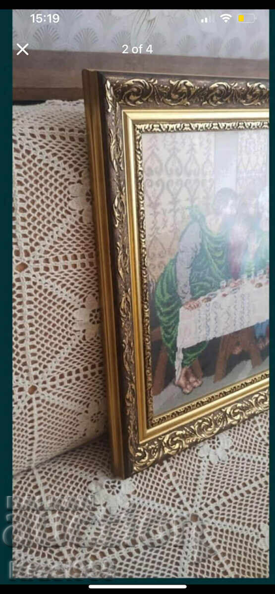 Licitație Vând goblen cusut manual „Cina cea de Taină”