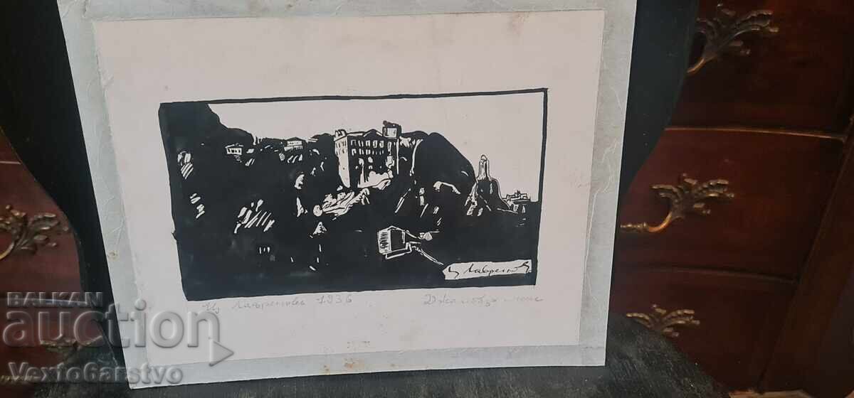 Tablou-DESEN - TUȘ - HUDE.,,ȚANCO LAVRENOV" 1936