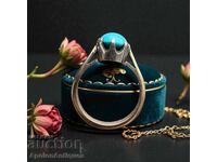 Inel de aur cu turcoaz mare - 9 carate