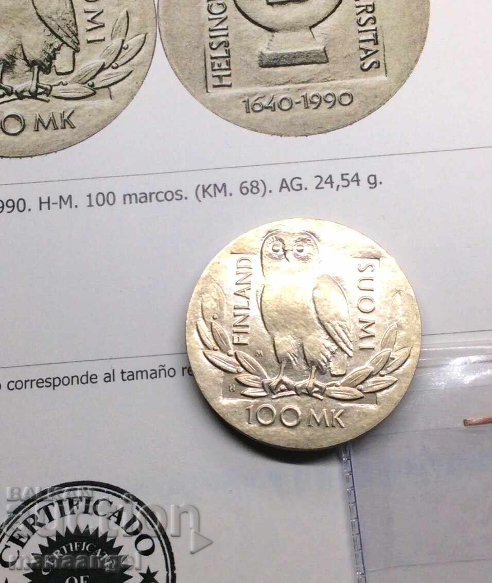 Аукцион Финландия 100 марки 1990 UNC 24,54г сребро - рядка Аукцион Финландия 100 марки 1990 UNC 24,54г сребро - рядка