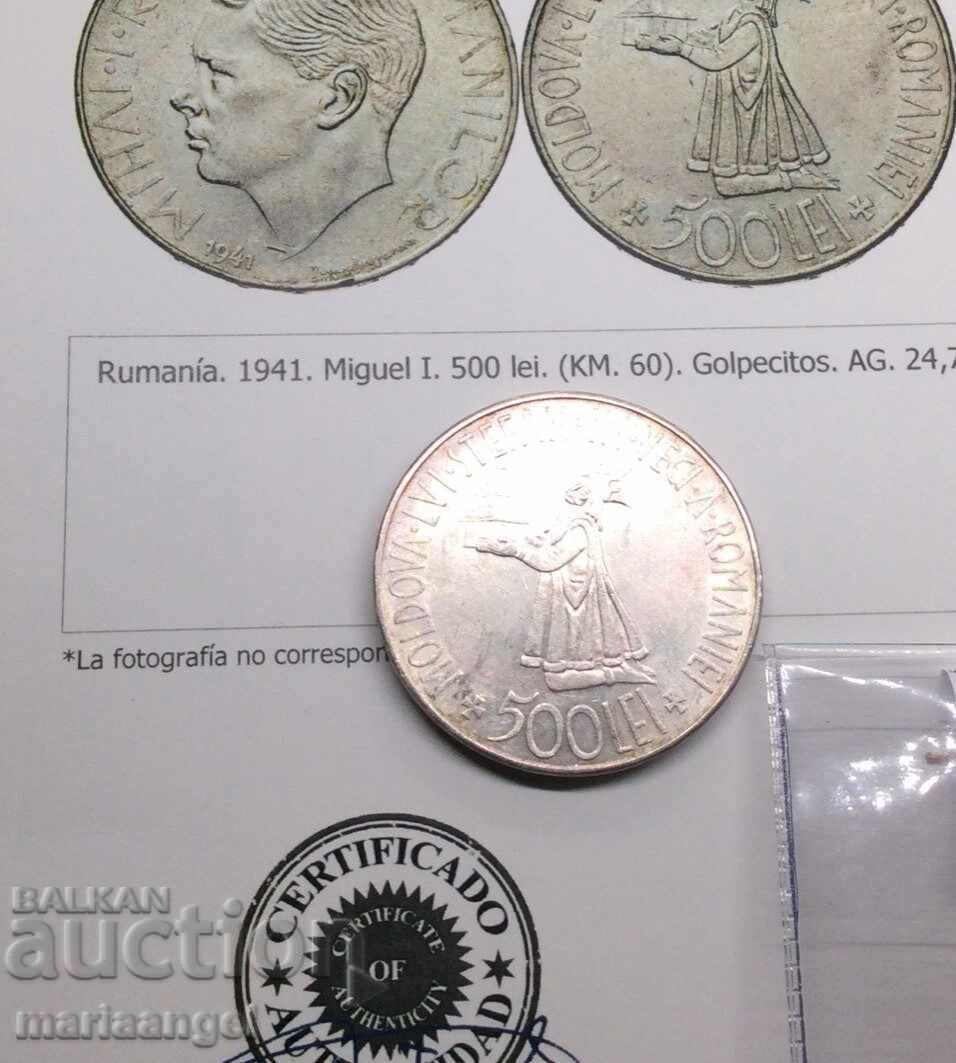 România 500 Lei 1941 Mihai I certificat 24,71g argint cu preț 96.00 BGN | € 49.08 România 500 Lei 1941 Mihai I certificat 24,71g argint cu preț 96.00 BGN | € 49.08