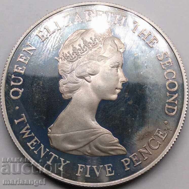 Guernsey 1978 25 Pence Elizabeth II (1952-2022) 0.925 Silver with price 79.00 BGN | € 40.39 Guernsey 1978 25 Pence Elizabeth II (1952-2022) 0.925 Silver with price 79.00 BGN | € 40.39