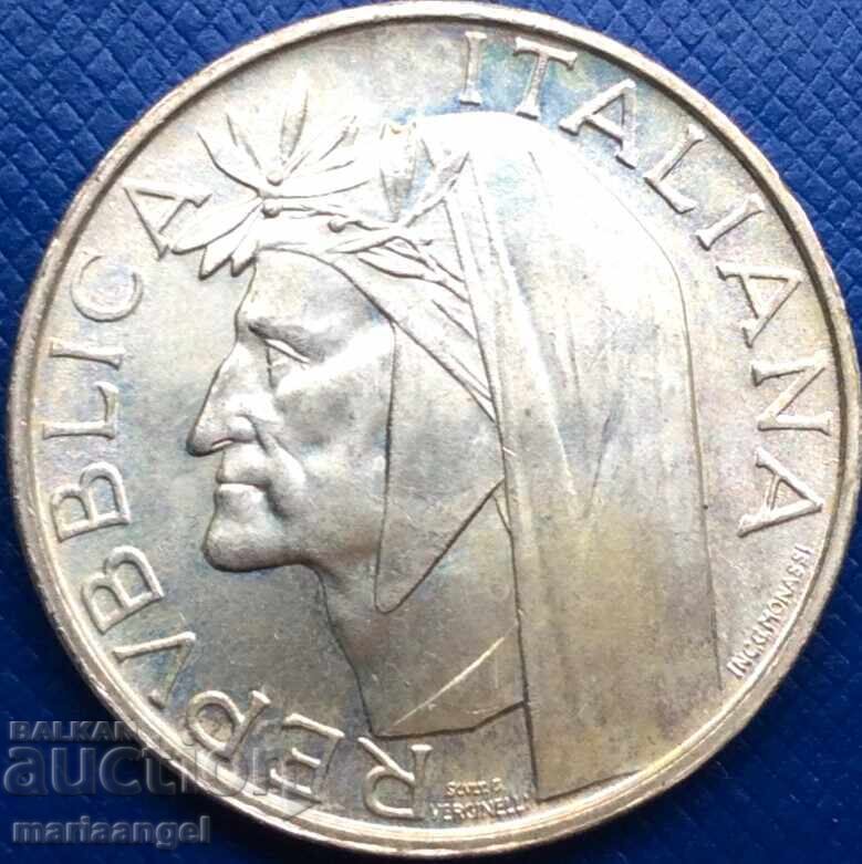 Δημοπρασία Ιταλία 500 Λίρες 1965 Δάντης Αλιγκιέρι 11.04γρ .820 ασήμι