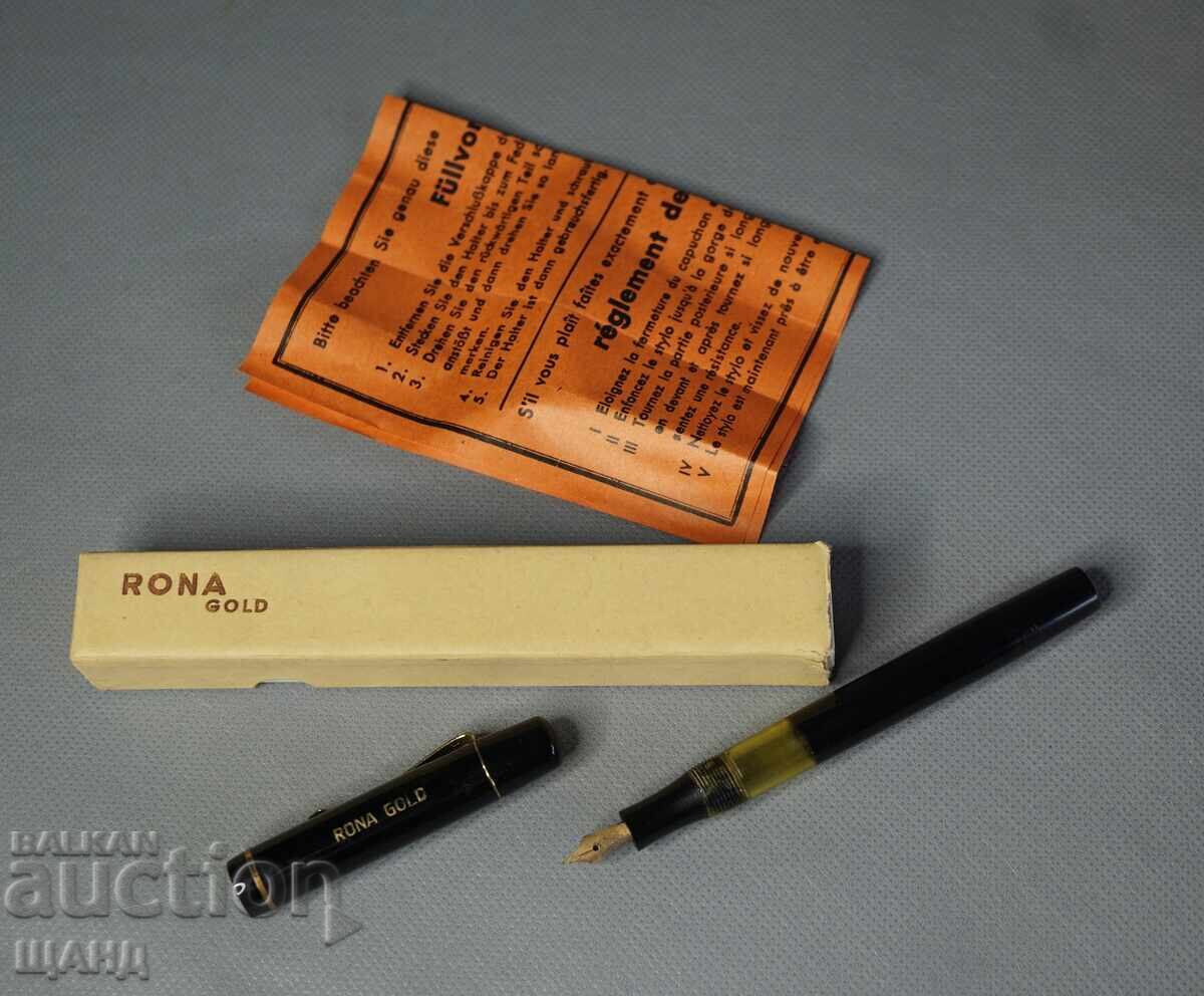 RONA GOLD Old German Fountain Pen with Gold Nib and Case RONA GOLD Old German Fountain Pen with Gold Nib and Case