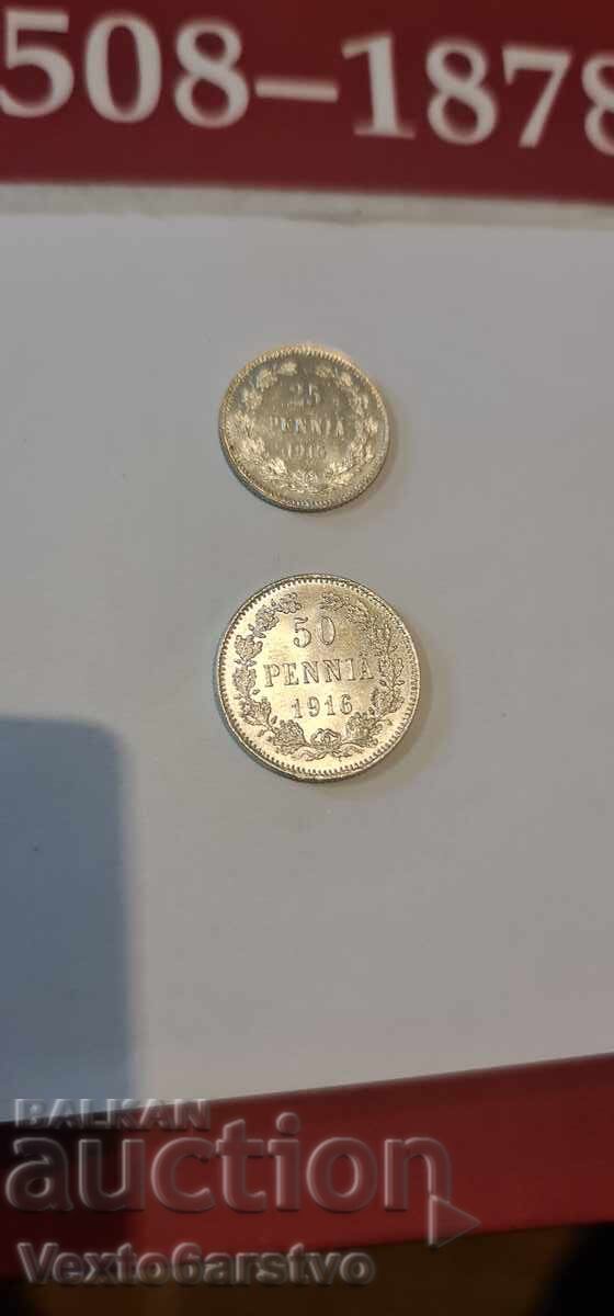 Delivery of Coin - 50 and 25 Pennia - Finland. 1916-1915. - UNC Delivery of Coin - 50 and 25 Pennia - Finland. 1916-1915. - UNC