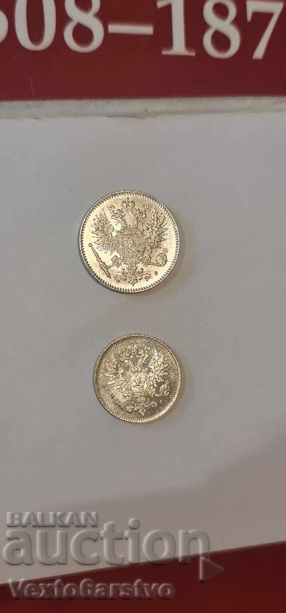 Coin - 50 and 25 Pennia - Finland. 1916-1915. - UNC - 5 Coin - 50 and 25 Pennia - Finland. 1916-1915. - UNC - 5
