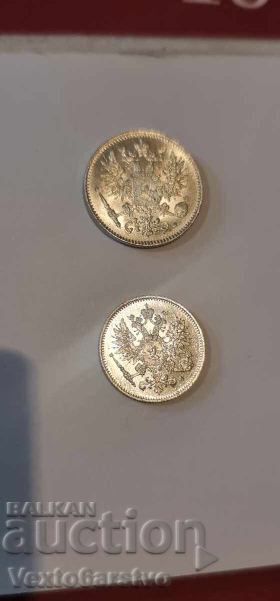 Coin - 50 and 25 Pennia - Finland. 1916-1915. - UNC - 7 Coin - 50 and 25 Pennia - Finland. 1916-1915. - UNC - 7
