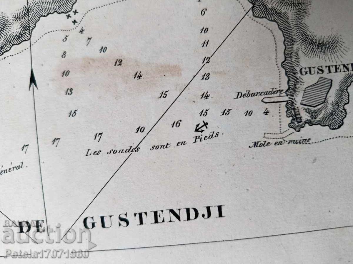 Licitație Hartă veche, imagine cu orașul nostru maritim, 1840 Licitație Hartă veche, imagine cu orașul nostru maritim, 1840