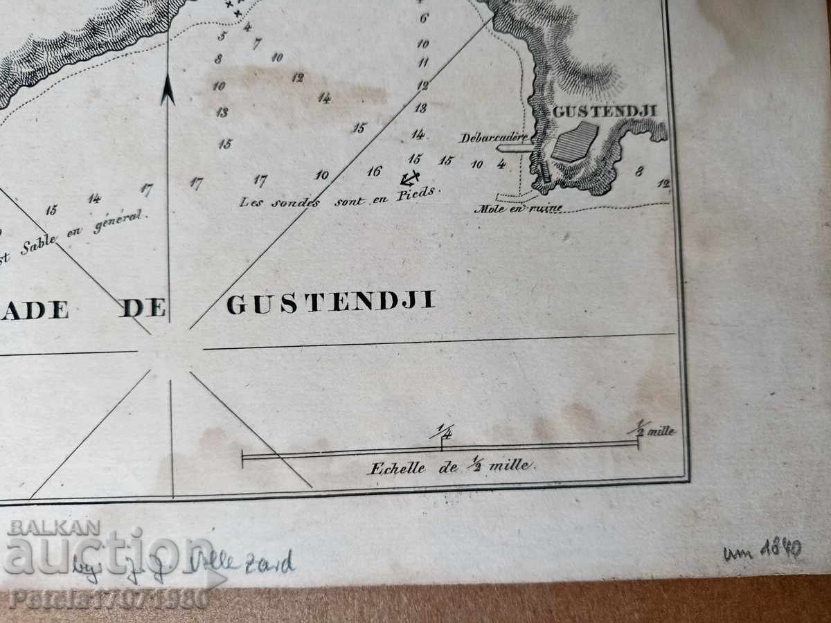 Hartă veche, imagine cu orașul nostru maritim, 1840 - 5 Hartă veche, imagine cu orașul nostru maritim, 1840 - 5