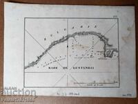 Стара Карта Гравюра Изображение на битка Черно Море  1840г