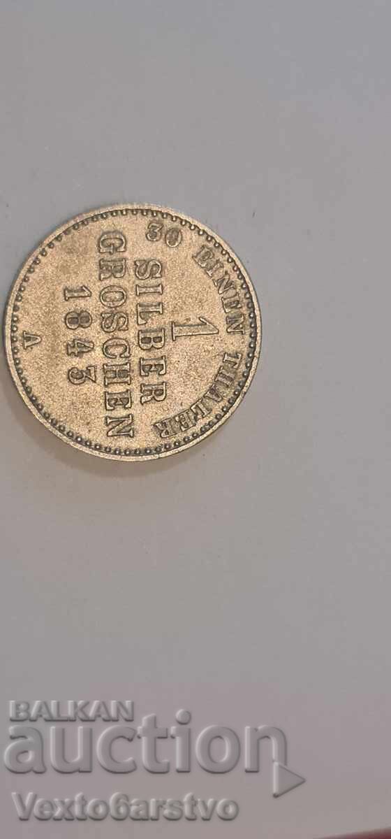 Auction Coin - 1 silver groschen 1843 - Germany - BZTs Auction Coin - 1 silver groschen 1843 - Germany - BZTs