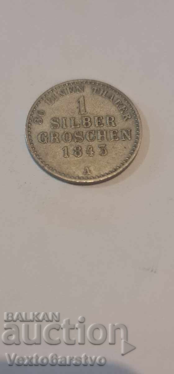 Coin - 1 silver groschen 1843 - Germany - BZTs - 5 Coin - 1 silver groschen 1843 - Germany - BZTs - 5