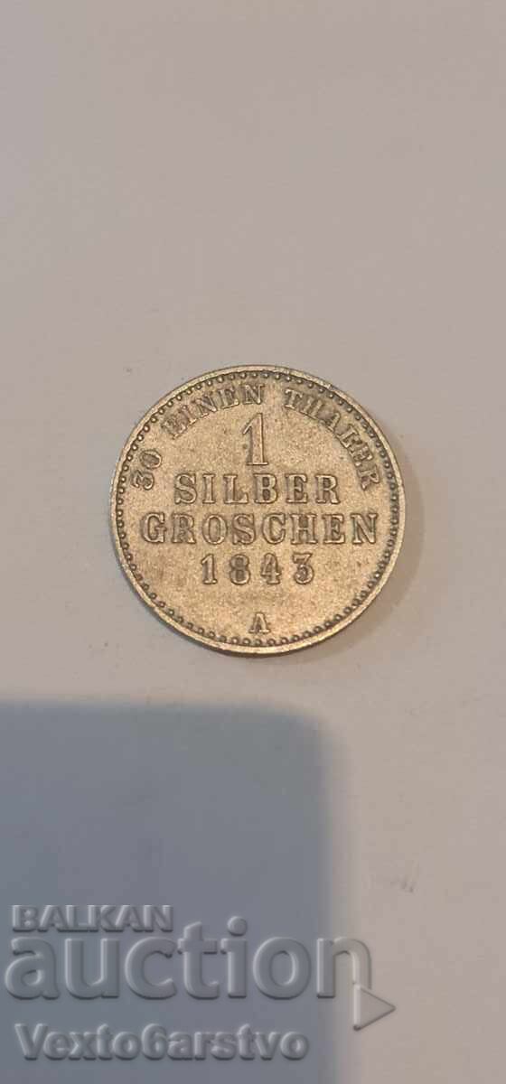 Coin - 1 silver groschen 1843 - Germany - BZTs Coin - 1 silver groschen 1843 - Germany - BZTs