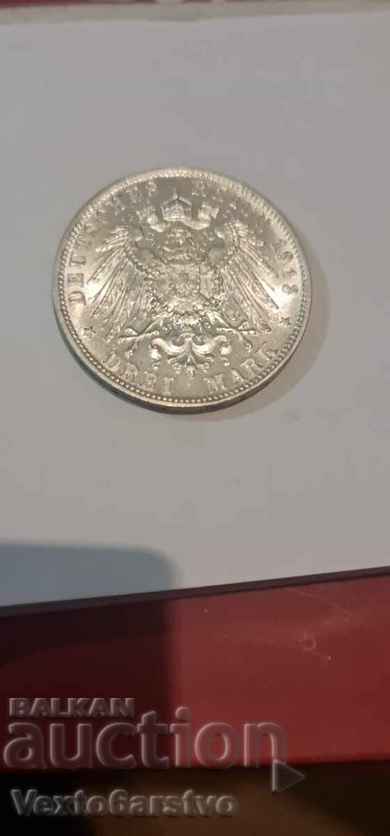 Coin - 3 marks 1913 - Germany - BZTs - 5 Coin - 3 marks 1913 - Germany - BZTs - 5