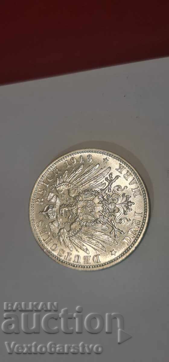 Coin - 3 marks 1913 - Germany - BZTs - 7 Coin - 3 marks 1913 - Germany - BZTs - 7