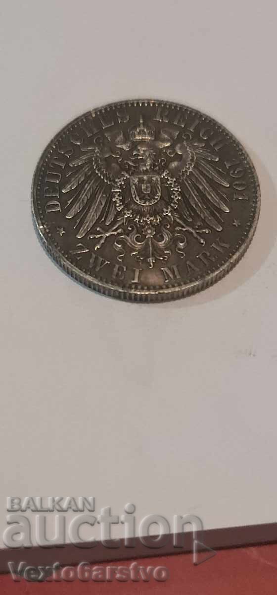 Monedă de 2 mărci 1901 - Germania - BZC.---2 cu preț 0.01 BGN | € 0.01 Monedă de 2 mărci 1901 - Germania - BZC.---2 cu preț 0.01 BGN | € 0.01