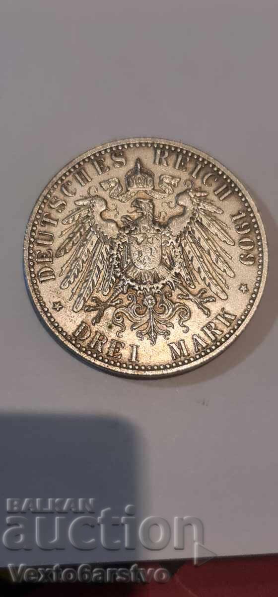 Coin - 3 marks 1909 - Germany - BZTs with price 0.01 BGN | € 0.01 Coin - 3 marks 1909 - Germany - BZTs with price 0.01 BGN | € 0.01