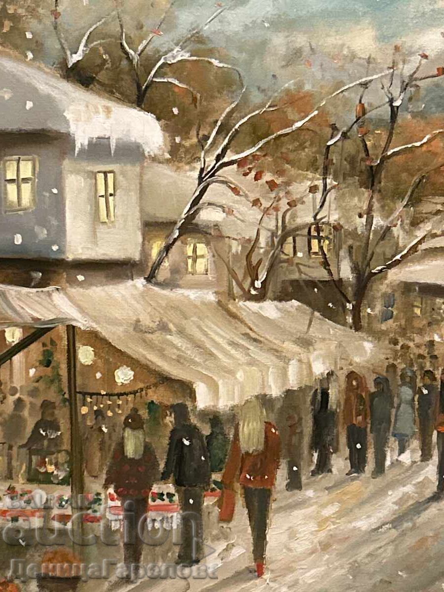 Auction Denitsa Garelova painting 50/40 "Christmas Market" Auction Denitsa Garelova painting 50/40 "Christmas Market"