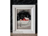 Winter, charcoal painting, original drawing