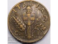 10 Centesimi 1939 Italia Fascismul Victor Emmanuel III Bronz
