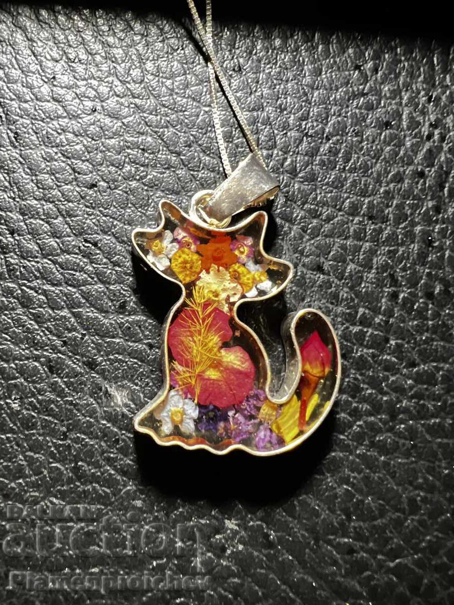 Livrarea UNICAT, COLIER NOU, ARGINTAT, BIJUTERIE, FLOARE