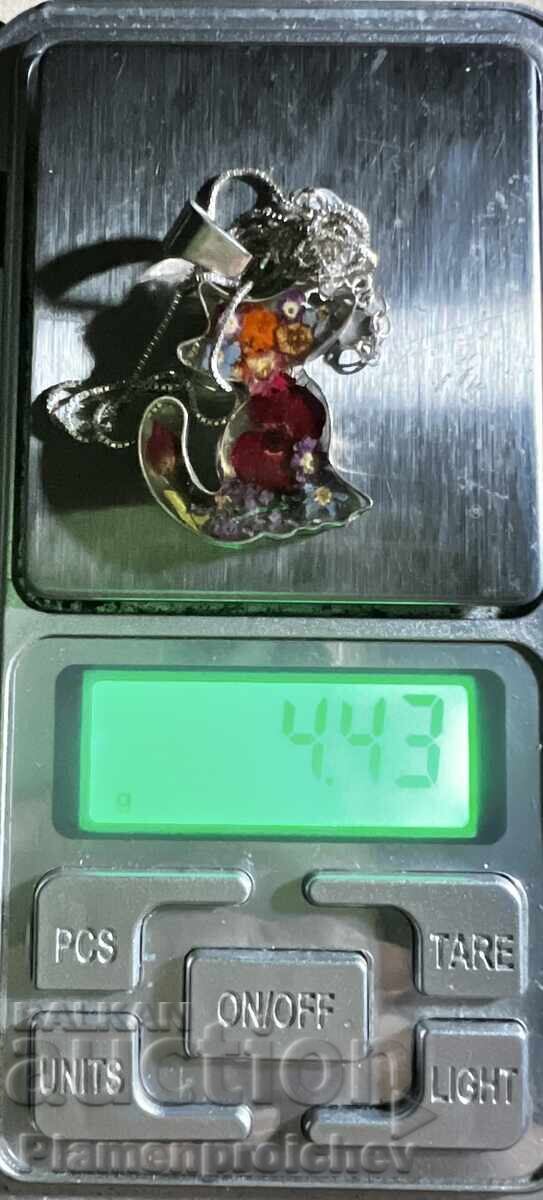 UNICAT, COLIER NOU, ARGINTAT, BIJUTERIE, FLOARE - 6