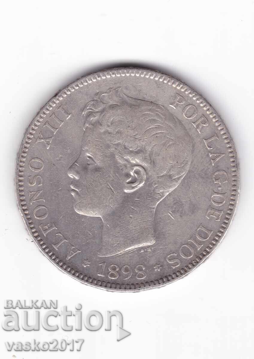 5 Pesetas - Spain 1898 with price 12.00 BGN | € 6.14 5 Pesetas - Spain 1898 with price 12.00 BGN | € 6.14