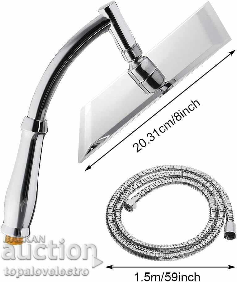 Auction NEW! Shower head, 8'' square shower with 1.5 m hose Auction NEW! Shower head, 8'' square shower with 1.5 m hose