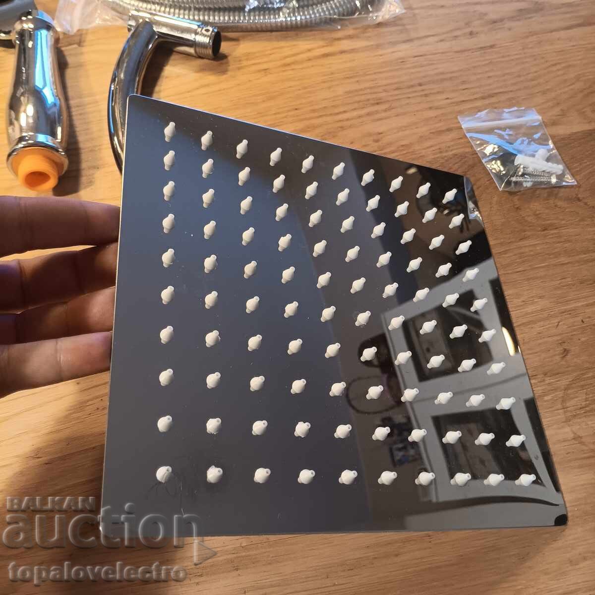 NEW! Shower head, 8'' square shower with 1.5 m hose - 6 NEW! Shower head, 8'' square shower with 1.5 m hose - 6