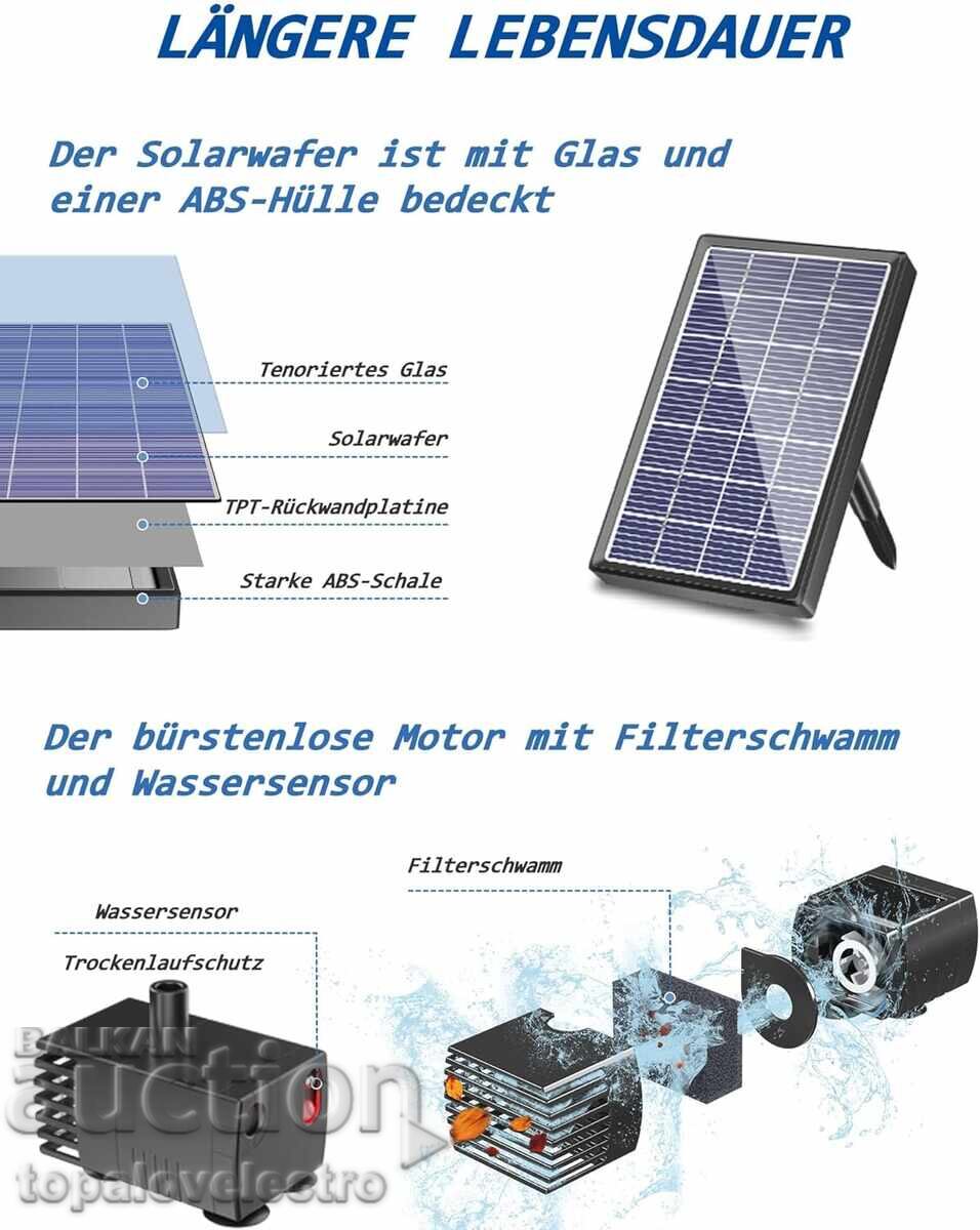 NEW! Solar fountain Biling 2.5W - with filter and 6 nozzles with price 19.00 BGN | € 9.71 NEW! Solar fountain Biling 2.5W - with filter and 6 nozzles with price 19.00 BGN | € 9.71