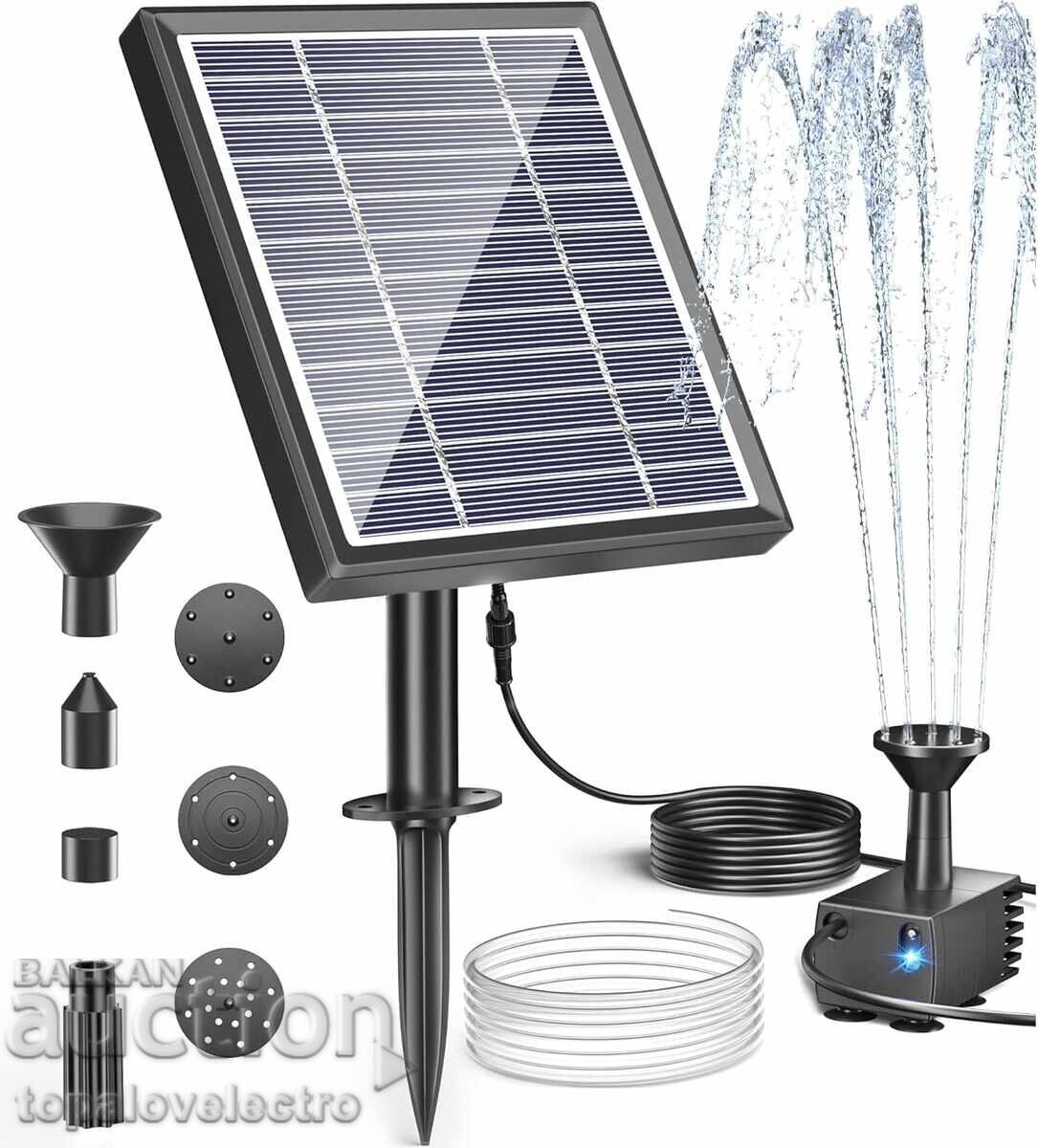 NEW! Solar fountain Biling 2.5W - with filter and 6 nozzles NEW! Solar fountain Biling 2.5W - with filter and 6 nozzles