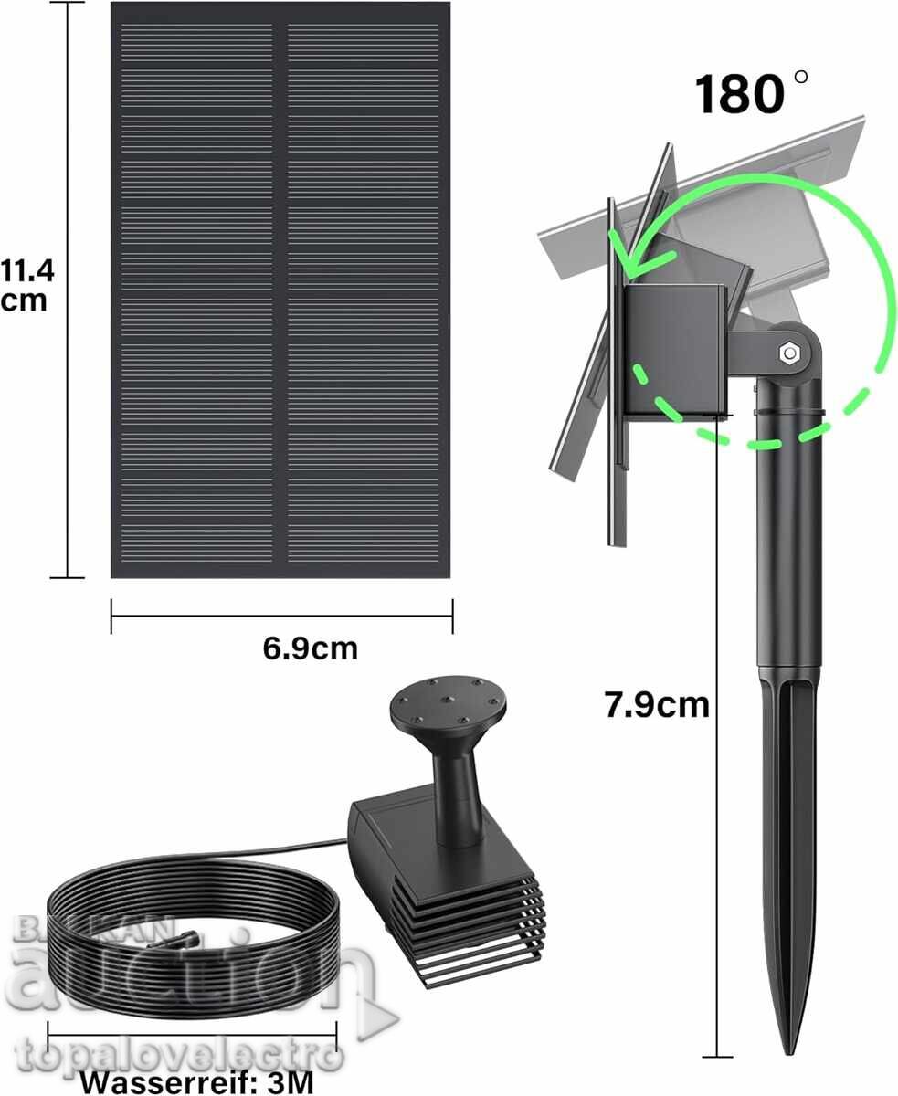 НОВ! Соларен фонтан Biling 1.5W – 6 дюзи, филтър, стъклен па с цена 14.00 лв. | € 7.16