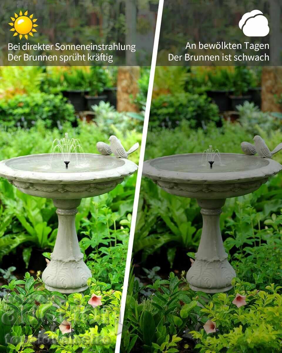 Аукцион НОВ! Соларен фонтан Biling 1.5W – 6 дюзи, филтър, стъклен па