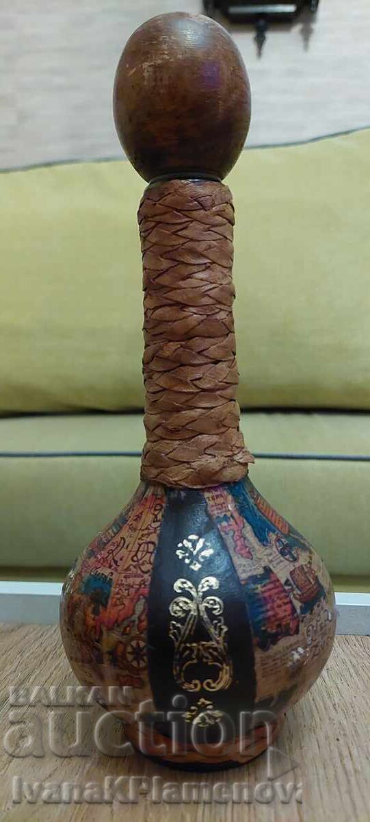 Vintage bottle wrapped in leather Italy for collectors Vintage bottle wrapped in leather Italy for collectors