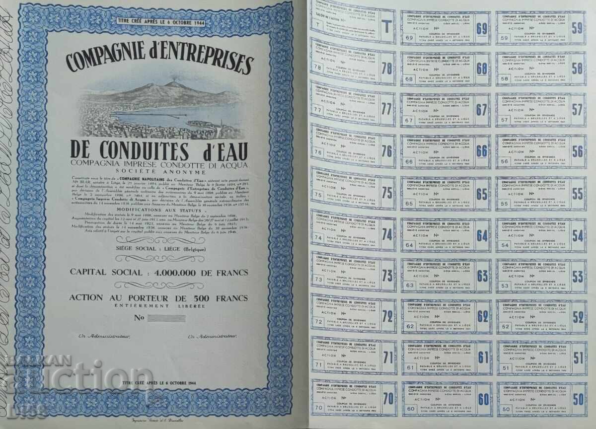 Satară Acțiune Obligațiune Belgia 500 Franci 1944