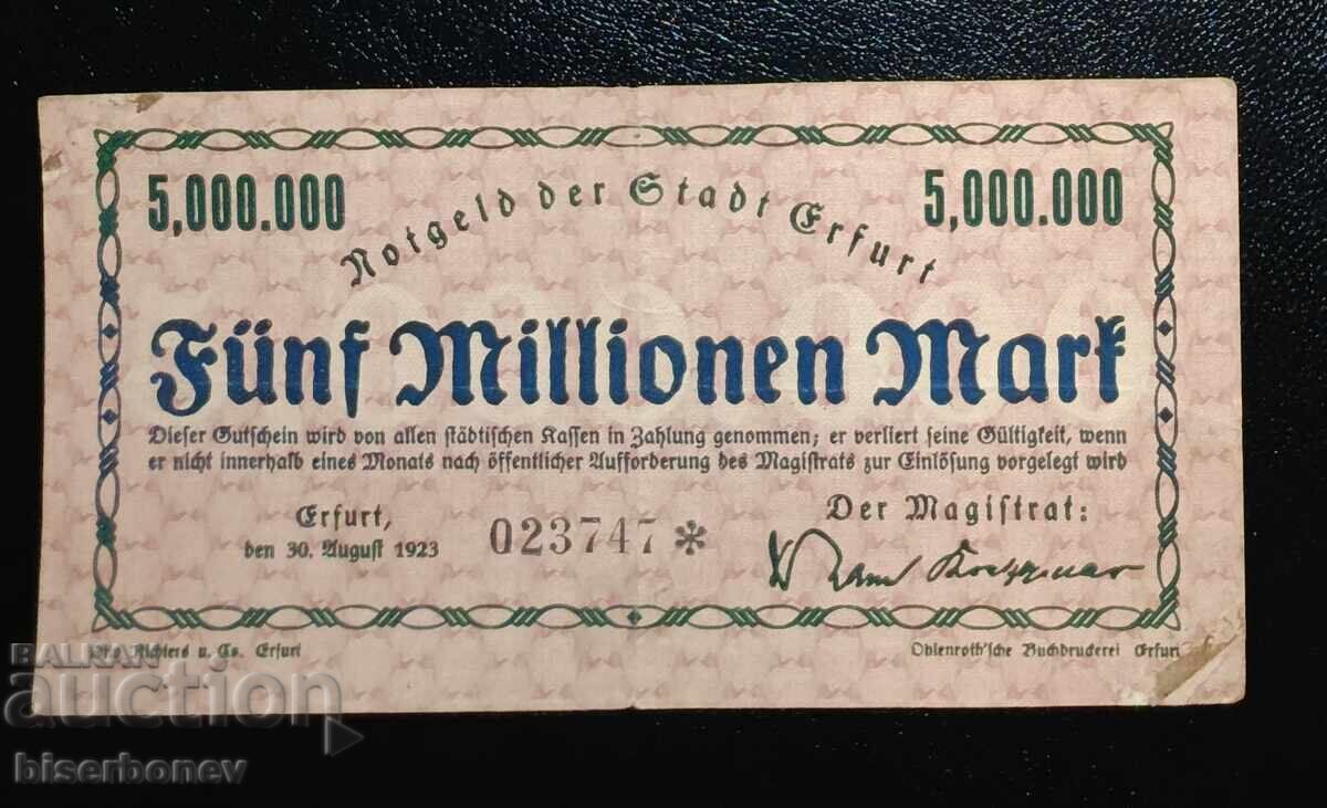 Germany, Germany, 5 million Marks, Fürth, 1923, VF