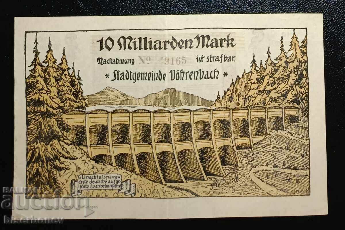 Germania, Germania, 10 miliarde mărci, Wörrnbach, VF/XF cu preț 16.00 BGN | € 8.18 Germania, Germania, 10 miliarde mărci, Wörrnbach, VF/XF cu preț 16.00 BGN | € 8.18