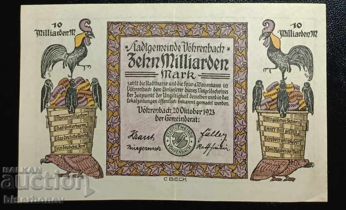 Germania, Germania, 10 miliarde mărci, Wörrnbach, VF/XF Germania, Germania, 10 miliarde mărci, Wörrnbach, VF/XF