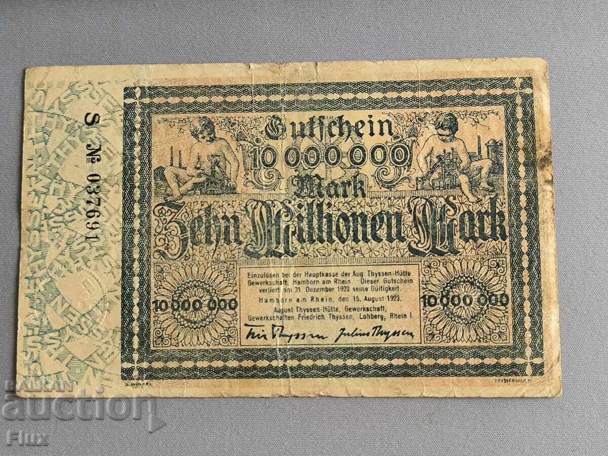 Bancnotă - Germania - 10000000 mărci Thyssen-Hütte | 1923