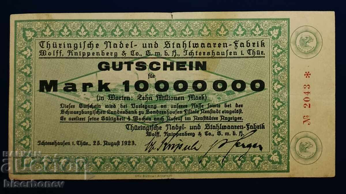 Germany, 10 Million Mark Interhausen, 1923, VF Germany, 10 Million Mark Interhausen, 1923, VF