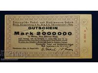 Γερμανία, Γερμανία, 2 εκατομμύρια μάρκα Interhausen, 1923, VF+