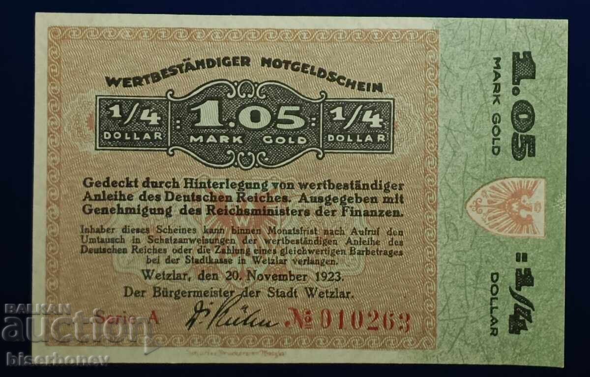 Γερμανία, Γερμανία, 1,05 χρυσά μάρκα Βέτσλαρ 1923, aUNC Γερμανία, Γερμανία, 1,05 χρυσά μάρκα Βέτσλαρ 1923, aUNC