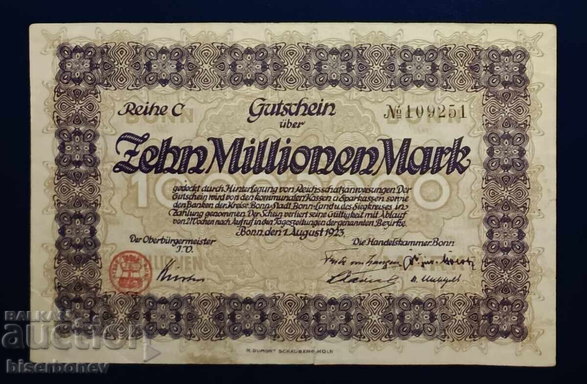 Γερμανία, Γερμανία 10 εκατομμύρια μάρκα ομόλογο, 1923, VF Γερμανία, Γερμανία 10 εκατομμύρια μάρκα ομόλογο, 1923, VF