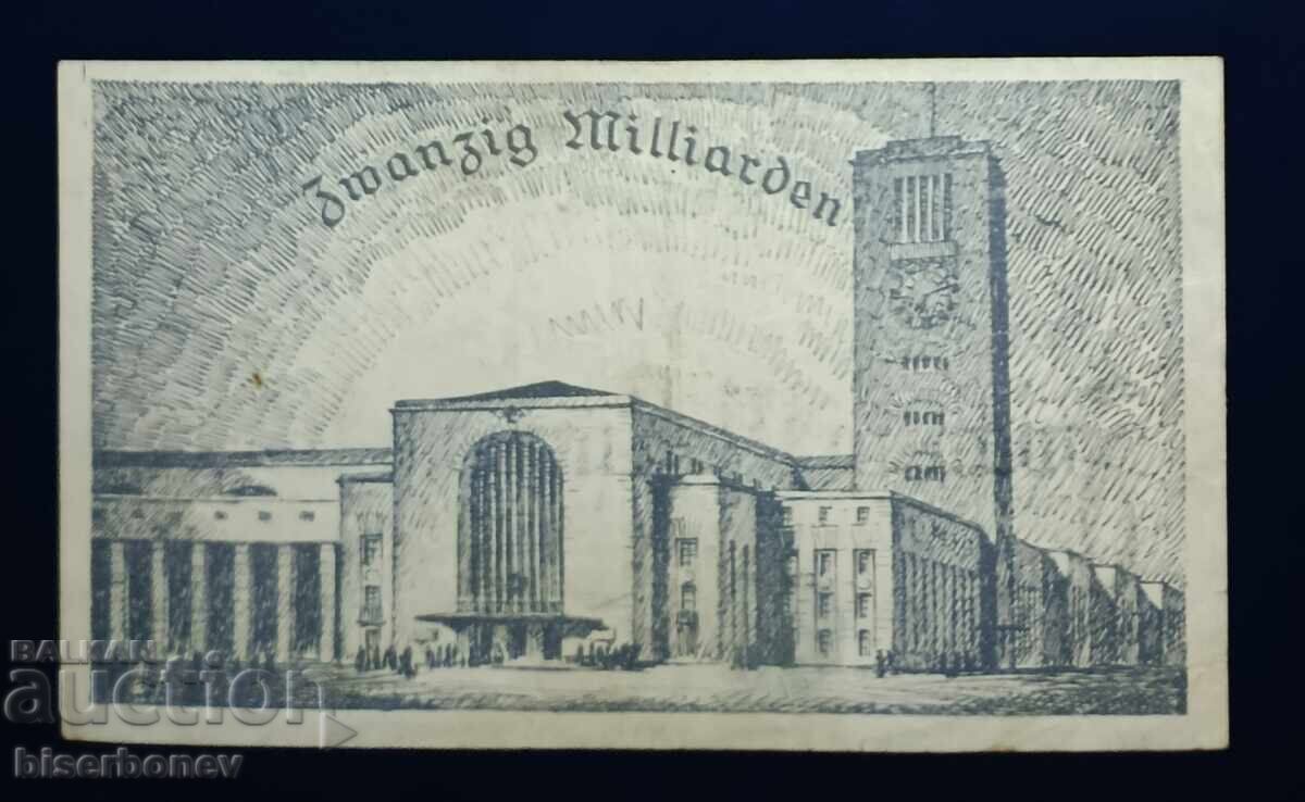 Germany, Germany, 20 Billion Marks Stuttgart, 1923, VF with price 18.00 BGN | € 9.20 Germany, Germany, 20 Billion Marks Stuttgart, 1923, VF with price 18.00 BGN | € 9.20
