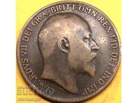 Marea Britanie 1 penny 1910 Edward VII - destul de rară