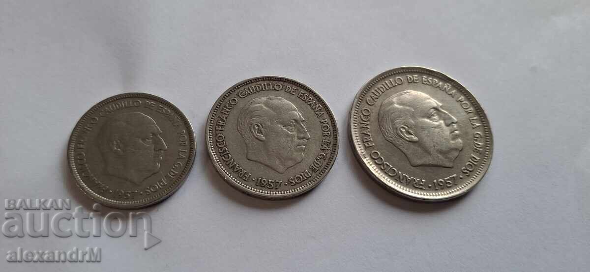5, 25, 50 pesetas 1957 Spain with price € 1.53 | 2.99 BGN